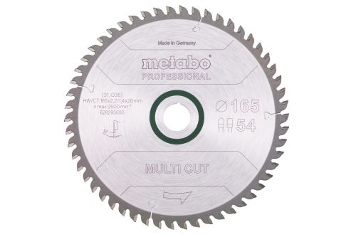 Pânză de ferăstrău METABO 165 x 20 mm, 54 dinți, 5° Power Cut prof 628293000