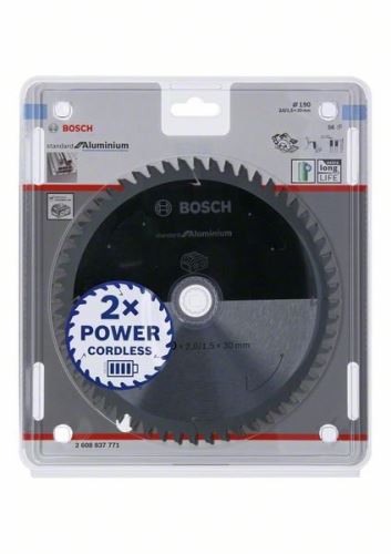 BOSCH Pânză de ferăstrău pentru ferăstrău cu acumulator; Standard pentru aluminiu 190x30x2/1,5x56T 2608837771