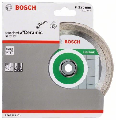 Disc de tăiere cu diamant BOSCH Standard pentru ceramică 125 x 22,23 x 1,6 x 7 mm 2608602202