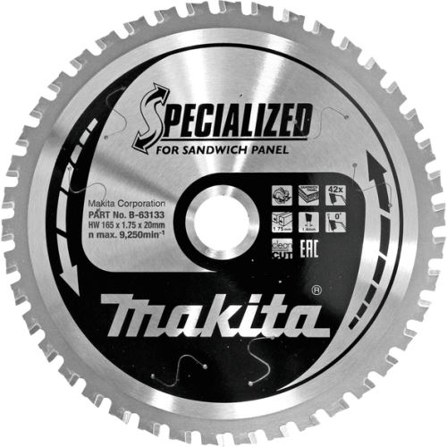 Pânză de ferăstrău MAKITA 165x20 42T panouri sandwich =nou B-63149 - B-63133