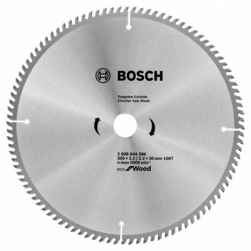 Pânză de ferăstrău BOSCH Eco pentru Lemn 305x3.2/2.2x30 100T 2608644386