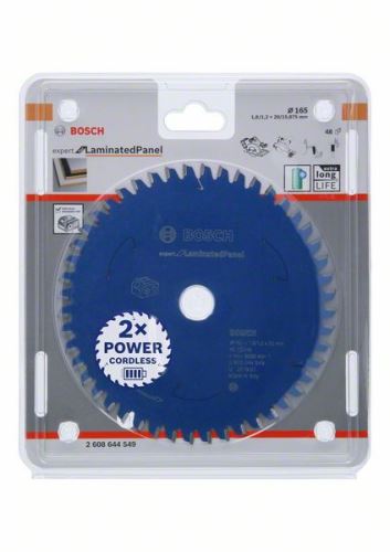 BOSCH Pânză de ferăstrău pentru ferăstrău cu acumulator; Expert pentru panou laminat 165x20x1,8/1,2x48T 2608644549