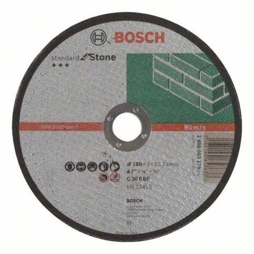 Disc de tăiat pietre BOSCH Standard, 180x3 drept 2608603179