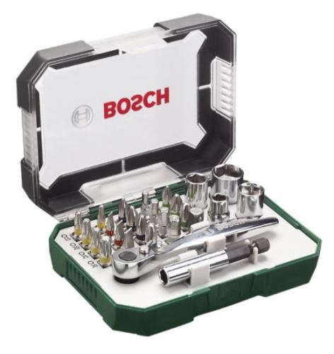 Mini set de șurubelnițe BOSCH 26 piese cu clichet 2607017322