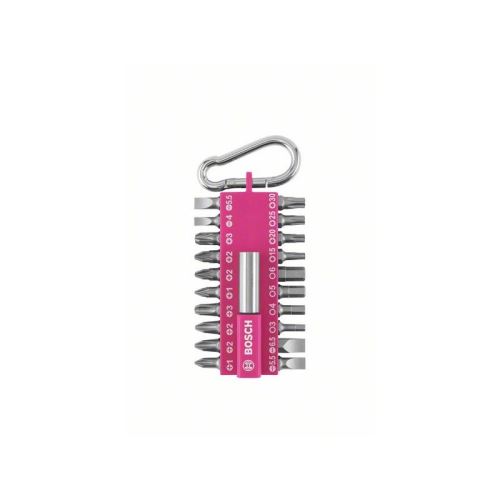 Set de 21 bucăți de șurubelniță BOSCH cu carabină - fucsia 2607002821