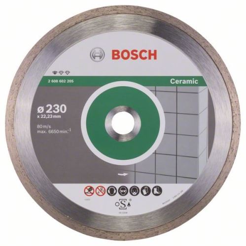 Disc de tăiere cu diamant BOSCH Standard pentru ceramică 230 x 22,23 x 1,6 x 7 mm 2608602205