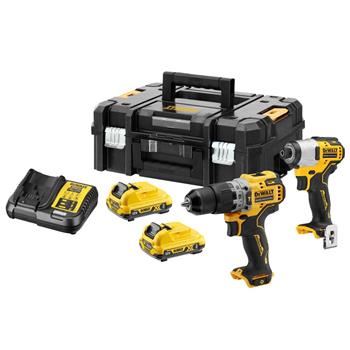 Set de scule compacte cu baterie DeWALT 12V, 2x baterii, TSTAK DCK2111L2T