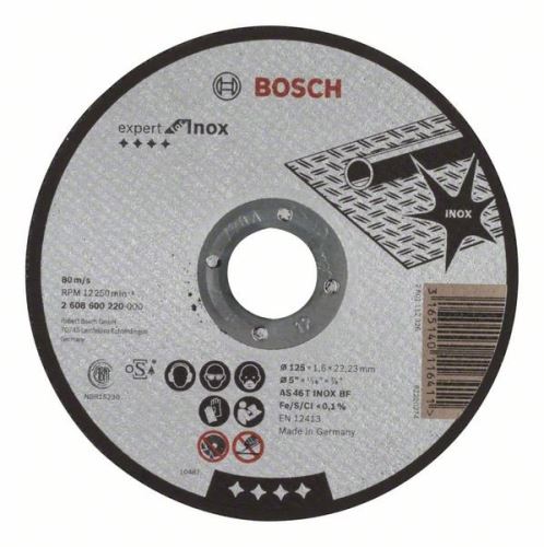 BOSCH Disc de tăiere drept Expert pentru Inox AS 46 T INOX BF, 125 mm, 1,6 mm 2608600220