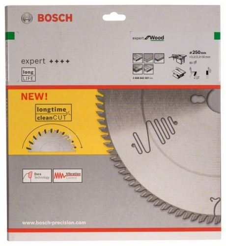 Pânză de ferăstrău BOSCH Expert pentru lemn 250 x 30 x 3,2 mm, 80 2608642507