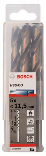 Burghie BOSCH pentru metal HSS-Co, DIN 338 11,5 x 94 x 142 mm (5 buc) 2608585902