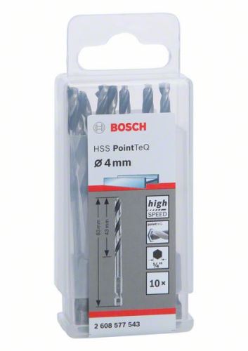 Burghiu BOSCH pentru metal HSS PointTeQ HEX cu tijă în 6 puncte; 4,0 mm 2608577543