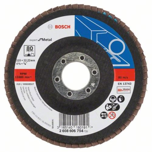 Disc abraziv lamelă BOSCH X551, Expert pentru Metal D = 115 mm; G = 120, refractat 2608607346