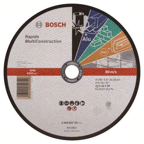 BOSCH Disc de tăiere drept Rapido Multi Construction ACS 46 V BF, 230 mm, 1,9 mm 2608602767