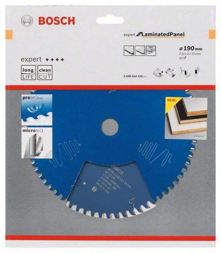 Pânză de ferăstrău BOSCH Expert pentru panou laminat 190 x 20 x 2,6 mm, 60 2608644129