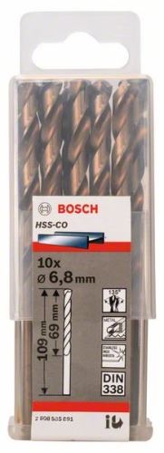 Burghie BOSCH pentru metal HSS-Co, DIN 338 6,8 x 69 x 109 mm (10 buc) 2608585891