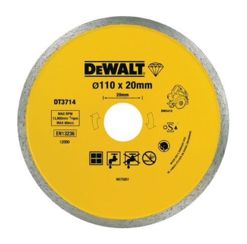 Disc diamantat DeWALT (pentru tăietorul de plăci DWC410) 110 x 20 mm DT3714