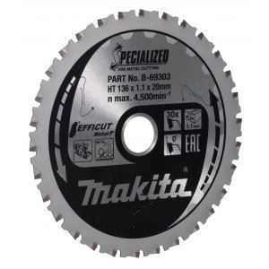 Pânză de ferăstrău MAKITA oțel Efficut 136x1,1x20 mm 30 dinți B-69303