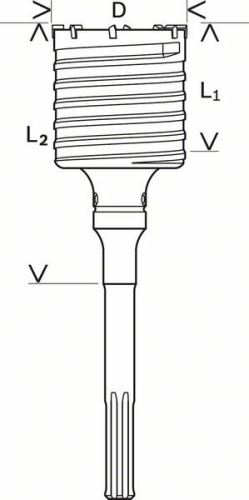 Burghiu tubular BOSCH SDS-max-9 100 x 80 x 300 mm F00Y145200