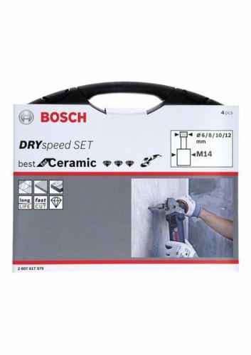 Set de 4 piese BOSCH de burghie diamantate uscate Best for Ceramic cu M14 - ⌀6/8/10/12mm 2607017579