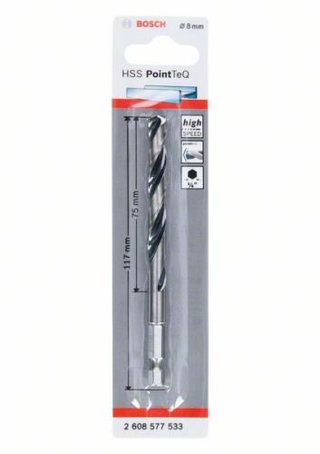 Burghiu BOSCH pentru metal HSS PointTeQ HEX cu tijă în 6 puncte; 8,0 mm (5 buc) 2608577533