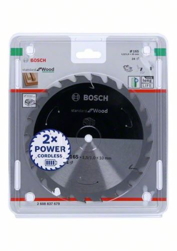 BOSCH Pânză de ferăstrău pentru ferăstrău cu acumulator; Standard pentru lemn 165x10x1,5/1,0x24T 2608837679