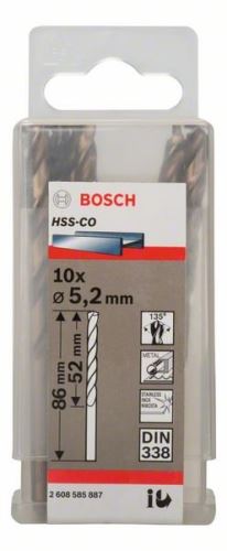 Burghie BOSCH pentru metal HSS-Co, DIN 338 5,2 x 52 x 86 mm (10 buc) 2608585887