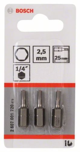 BOSCH Bit de șurubelniță extra dur Extra-Hart HEX 2,5, 25 mm (3 buc) 2607001720