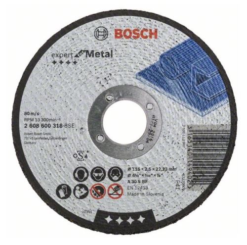 BOSCH Disc de tăiere drept Expert pentru metal A 30 S BF, 115 mm, 2,5 mm 2608600318