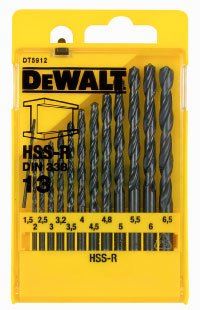 DeWALT Set de găurit pentru metal HSS-R DIN 338 în carcasă de plastic (13 buc) DT5912